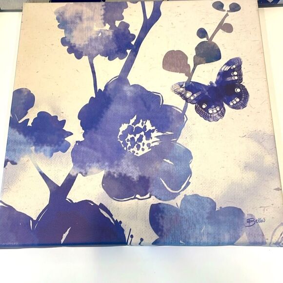 Blue Floral Pictures Set of 3 - Picture 2 of 7